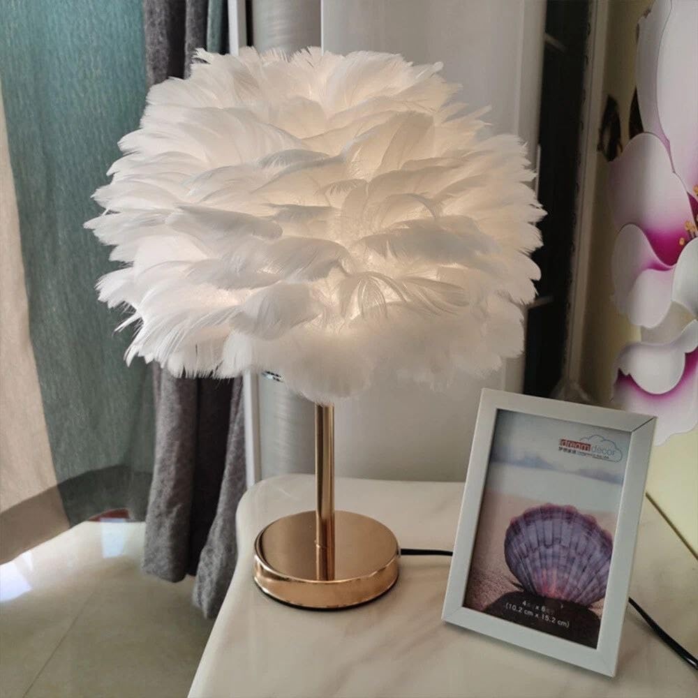 1Pcs, Artificial Feather Shade LED Desk Lamp, Children Beside Bed Lamp, Feather Night Lights LED Lamp for Home Bedside Girl Room Wedding Decoration.-image-13