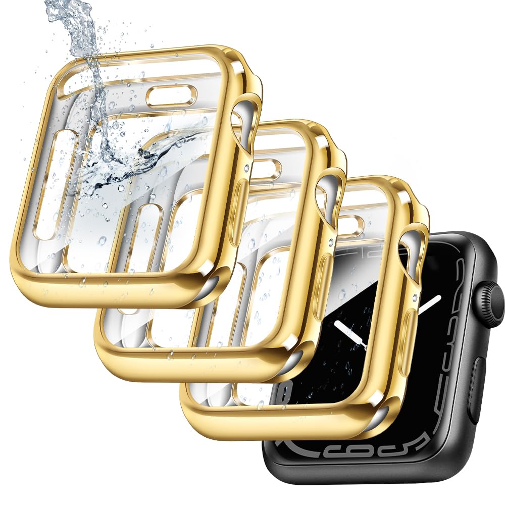 top4cus 40mm Case Soft Flexible Lightweight Anti-Scratch Overall Protective 40mm Iwatch Waterproof Cover Case Shiny Workout Shockproof Bumper Compatible with Apple Watch Series 6/SE/5/4 - Gold — view 30