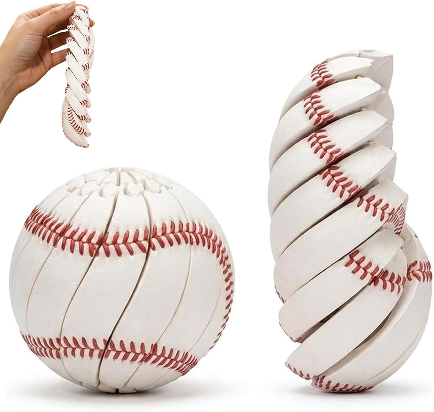 Baseball Fidget Ball Toy, 3D Printed Twist and Turn Stress Relief Desk Fidget, Portable Relieve Anxiety Fidget Ball Sensory Puzzle,Handheld Focus Ball for Focus (Baseball)
