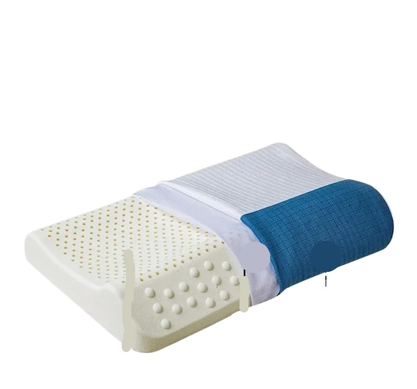 Latex Pillow Natural Latex Pillow Removable and Washable Pillowcase Household Traction Neck for Sleeping(Blue)