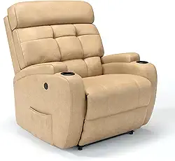 Poltrona do Papai Reclinável Elétrica em Corino Importado - Modelo Florença Damie (Bege)
