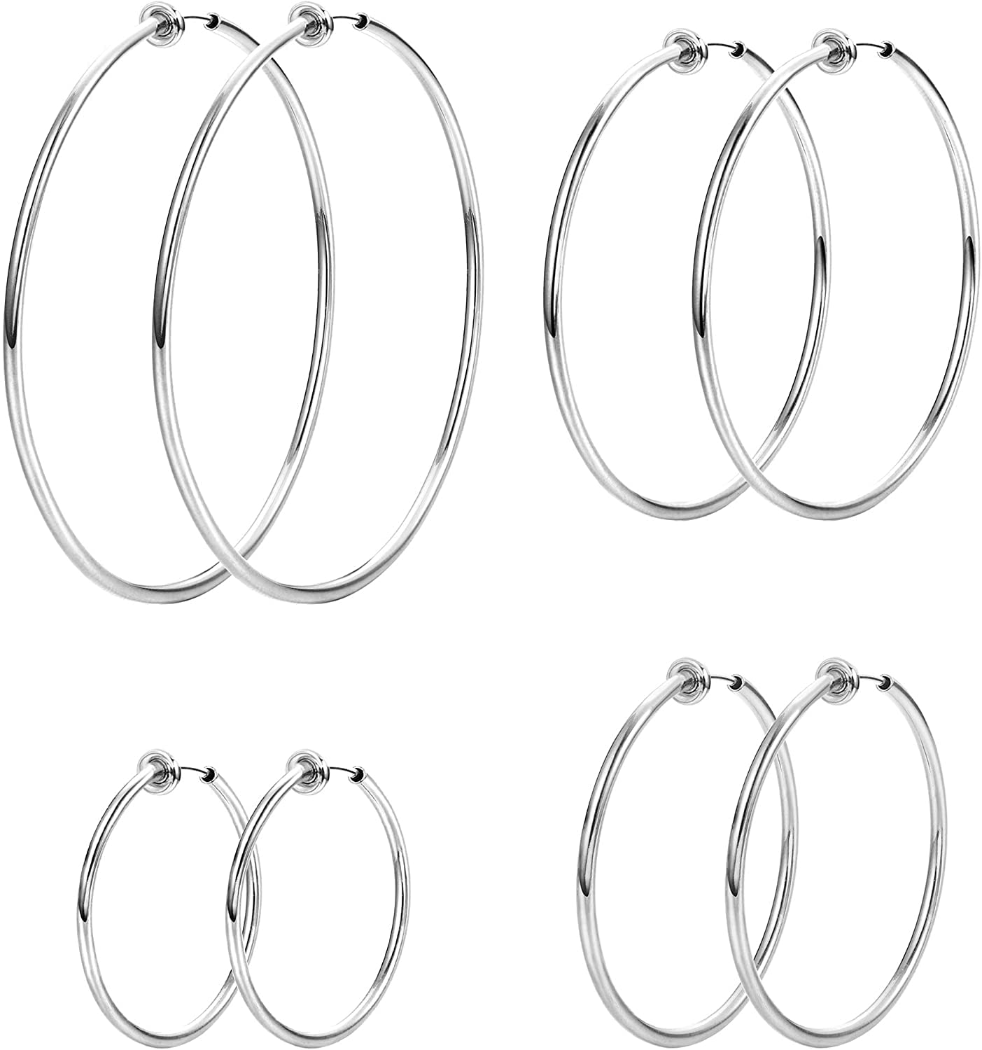 Orecchini Clip-on A Cerchio Blu | Sottili Cerchi A Molla 2 Pollici | Divas Diggables