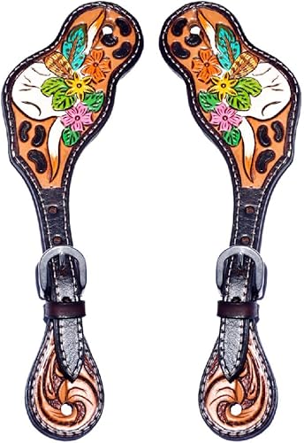 Correas de cuero para adultos – Correas de espolón occidentales para mujer para montar a caballo, carreras de barril, espectáculo y rodeo | Correa