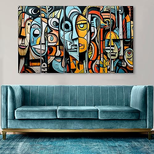 Image of The Castle Decor-Brick lane graffiti wall Art Set of 5 Big Size (27x48) Multiple Frames Wall Art Painting for living room,Bedroom,Drawing room,Hotels-Wooden Framed-Digital Painting