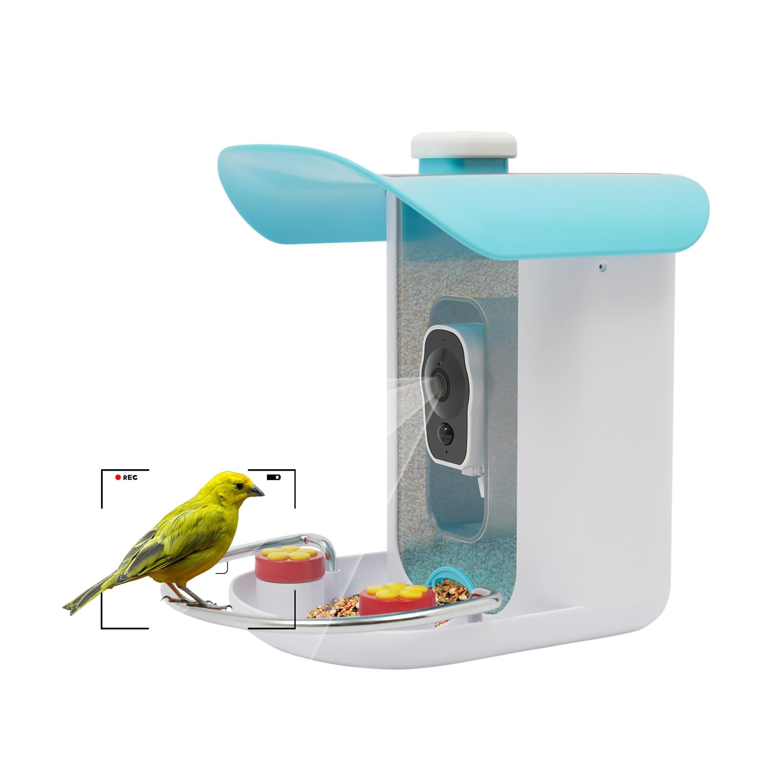 Comedero para pájaros con cámara, 1080P, 2 MP, 150°, gran angular, alimentador inteligente para pájaros con cámara, funciona con energía solar, WiFi, video para exteriores, cámara inteligente