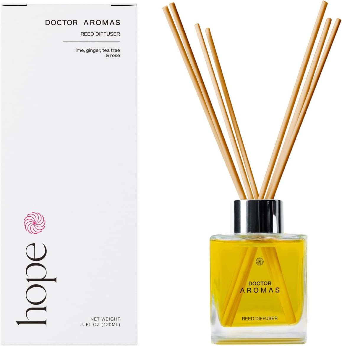 Doctor Aromas Premium Reed Diffuser Diffuser Glass Jar Set Elegant Scent for Home, Room or Bathroom and Fresh Air Scent Lasting Home Fragrance Over 90 Days (Pack of 1, Hope)