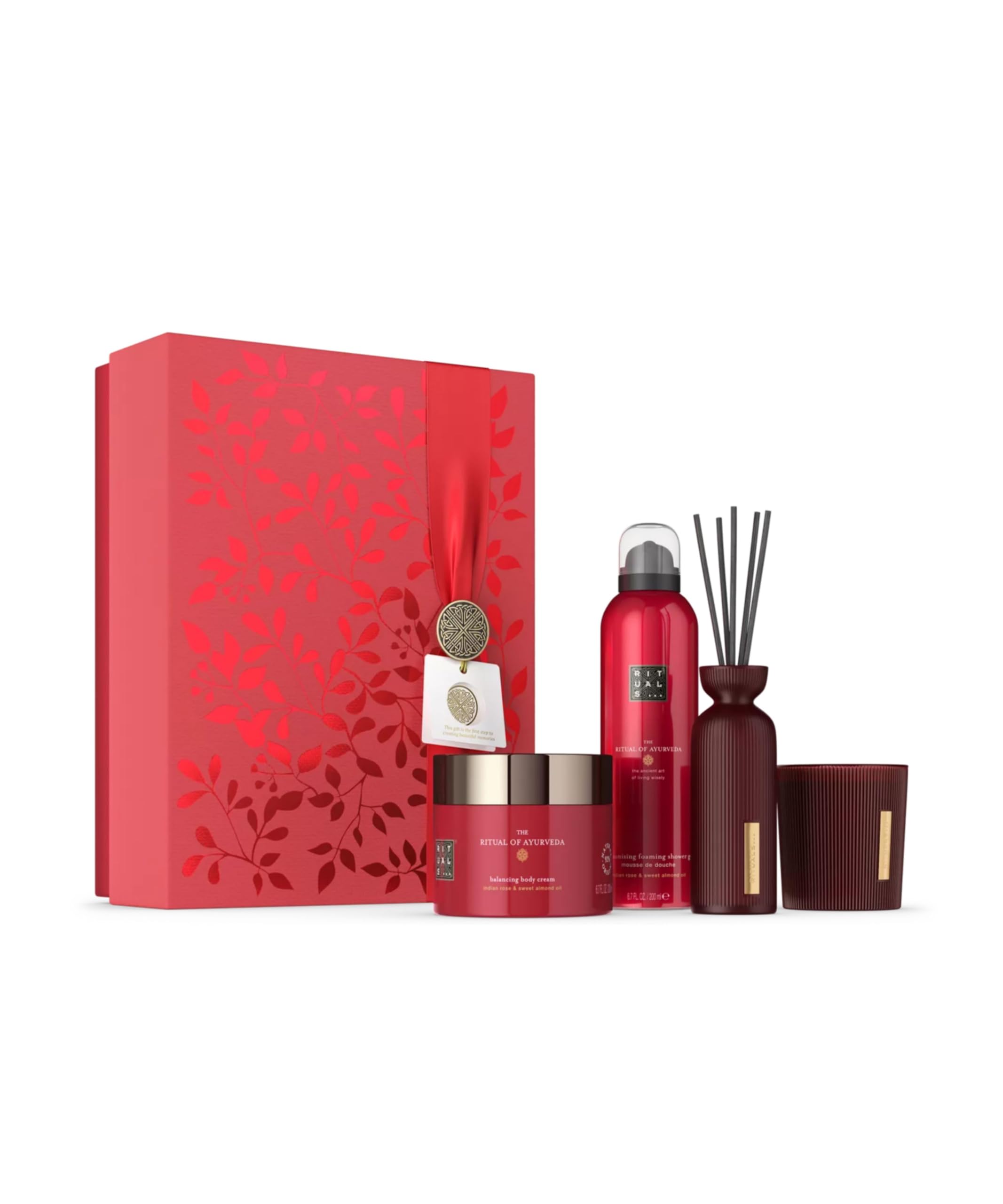 RITUALS Cofanetto regalo donna The Ritual of Ayurveda, Large – Set regalo donna con prodotti per la cura del corpo arricchiti con rosa indiana e olio di mandorle dolci – Set bagno riequilibrante