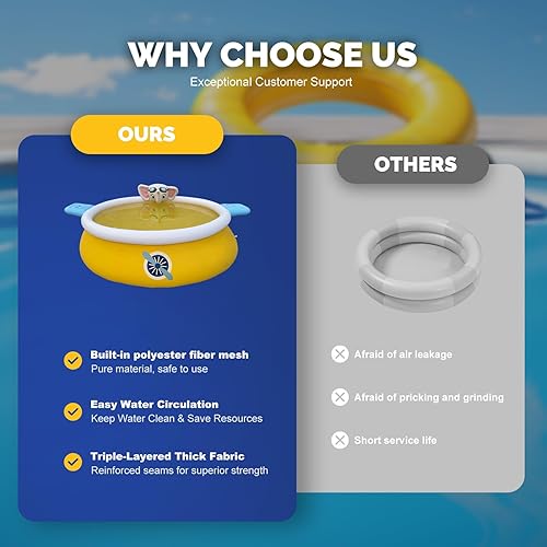 Miniatura 7 de DIMAR GARDEN Piscina inflable de 10 pies x 30 pulgadas, piscina de elefante con anillo superior redondo al aire libre