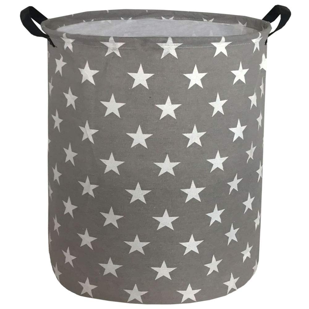 Sanjiaofen 19.7" Large Laundry Hamper Bucket Waterproof Coating Storage Bin Collapsible Washing Basket Home Nursery Toy Organizer,Canvas Storage Basket with Stylish Design(Stars)