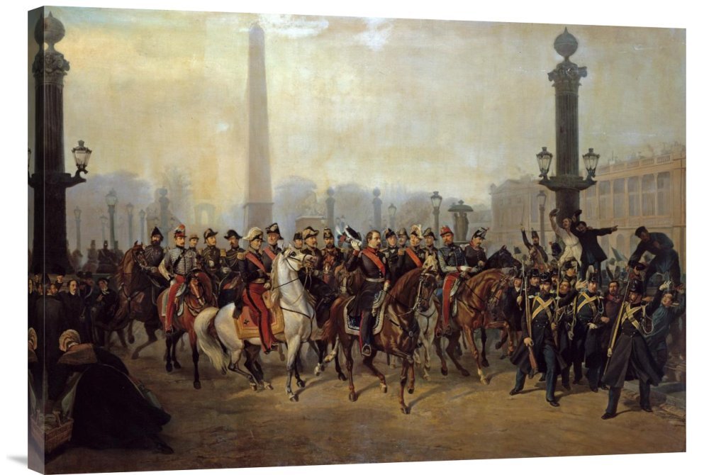 Global Gallery Budget GCS-265885-30-142 Victor Philippe Auguste Napoleon with Staff in Place De La Concorde Paris Gallery Wrap Giclee on Canvas Print Wall Art