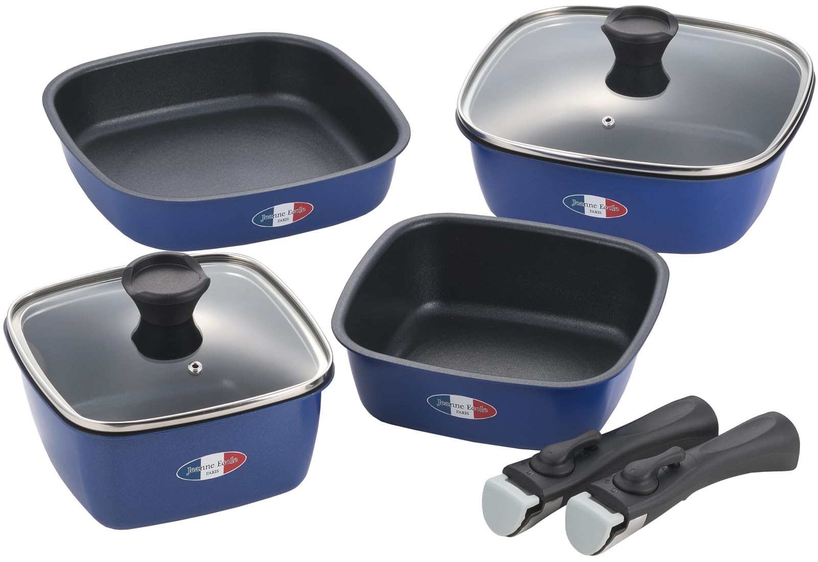 Amazon.co.jp: 「ジャンヌ・エコール」着脱ハンドル 角型鍋 4点セット