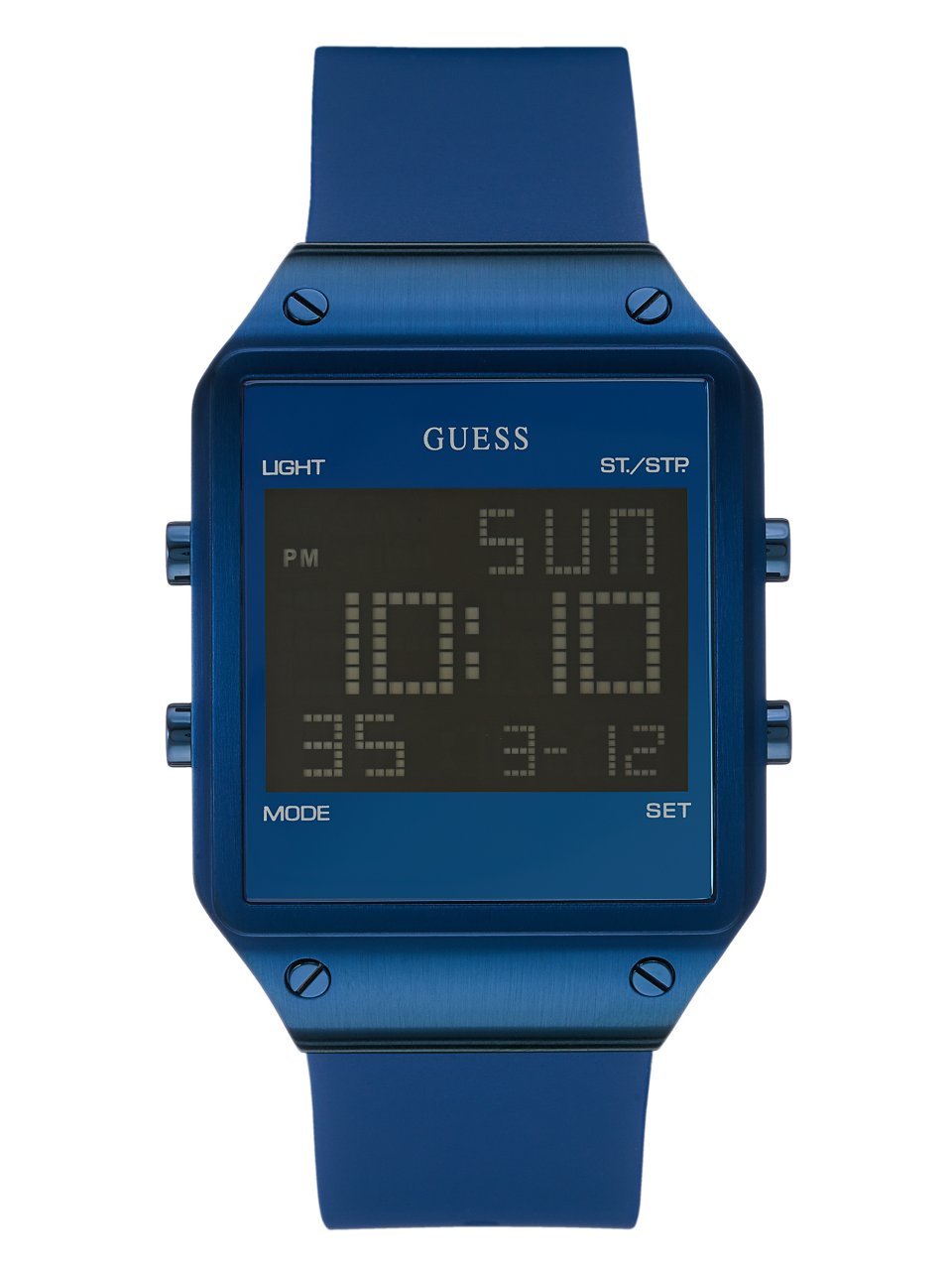 GUESS U0595G2 Digital Watch, blue silicone strap, rectangular black dial