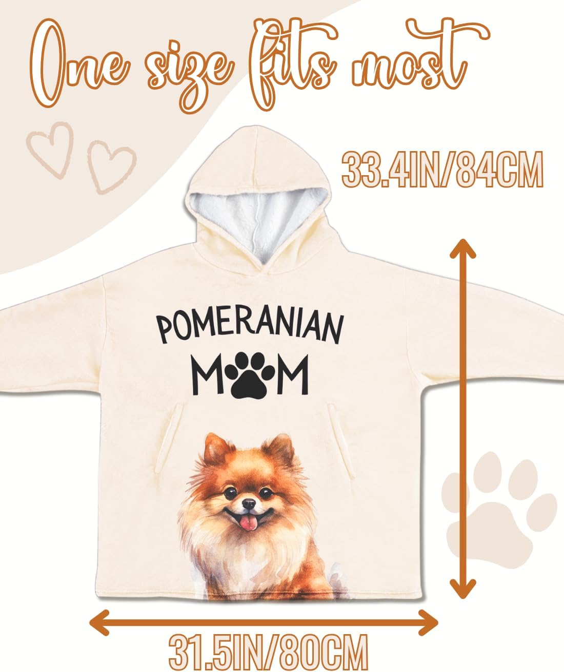 Pomeranian Gifts, Wearable Blanket Hoodie with Unique Pattern, Christmas Birthday Gifts for Pomeranian Lovers - Image 3