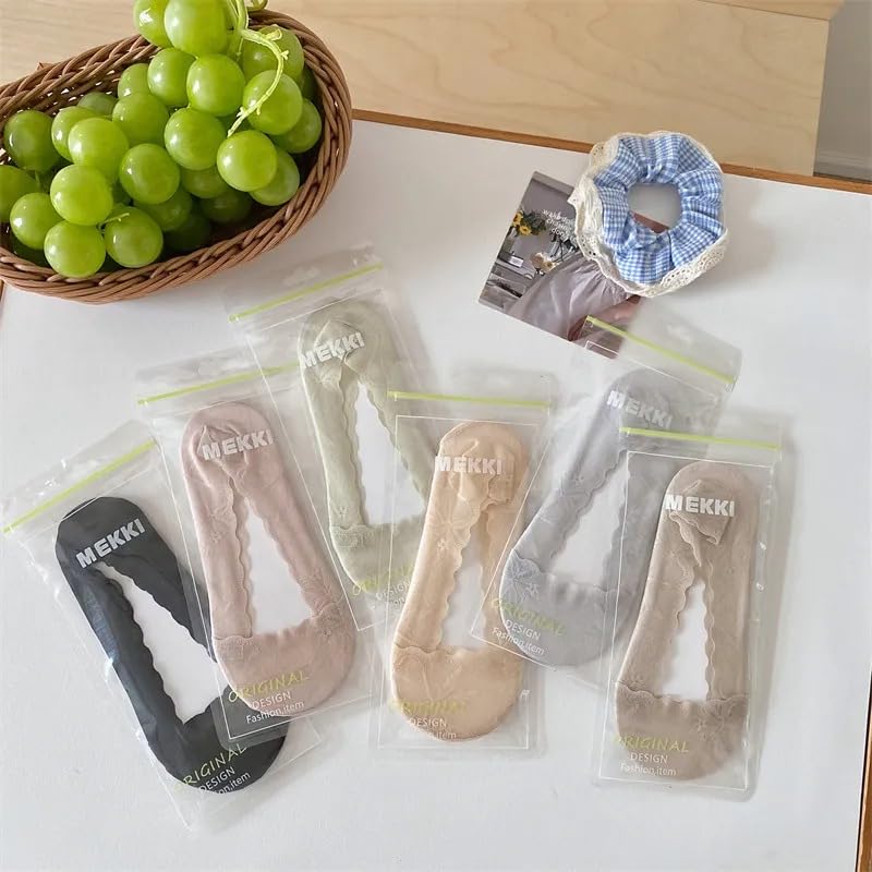 Digital Shoppy Maple Leaf Shallow Mouth Lace Invisible Terry Bottom Women's Low-cut Liners Socks 1