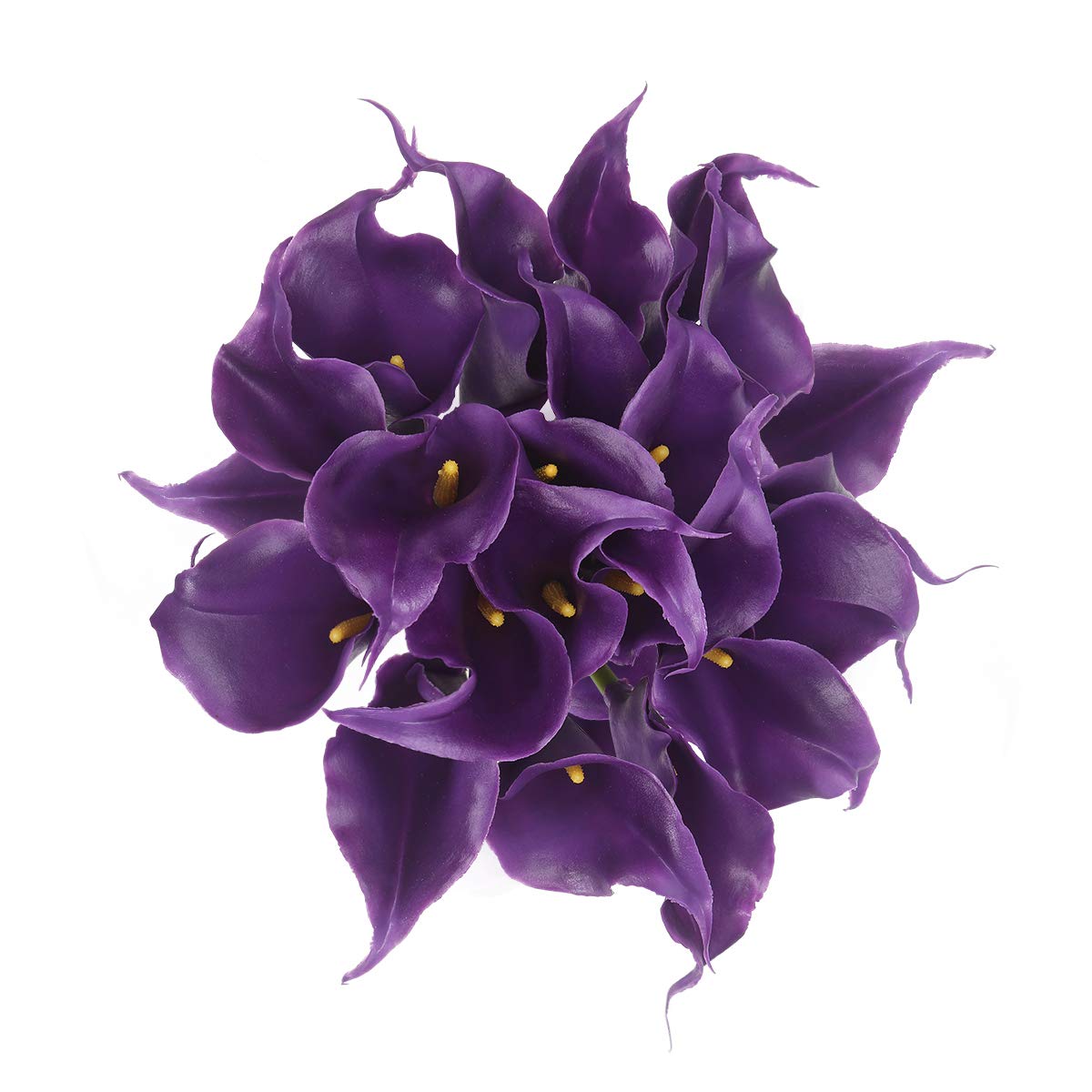 Calla Lily Bridal Bouquet Wedding Flowers 20 PCS a Set Artificial Flowers Home Decor Real Touch (Purple)