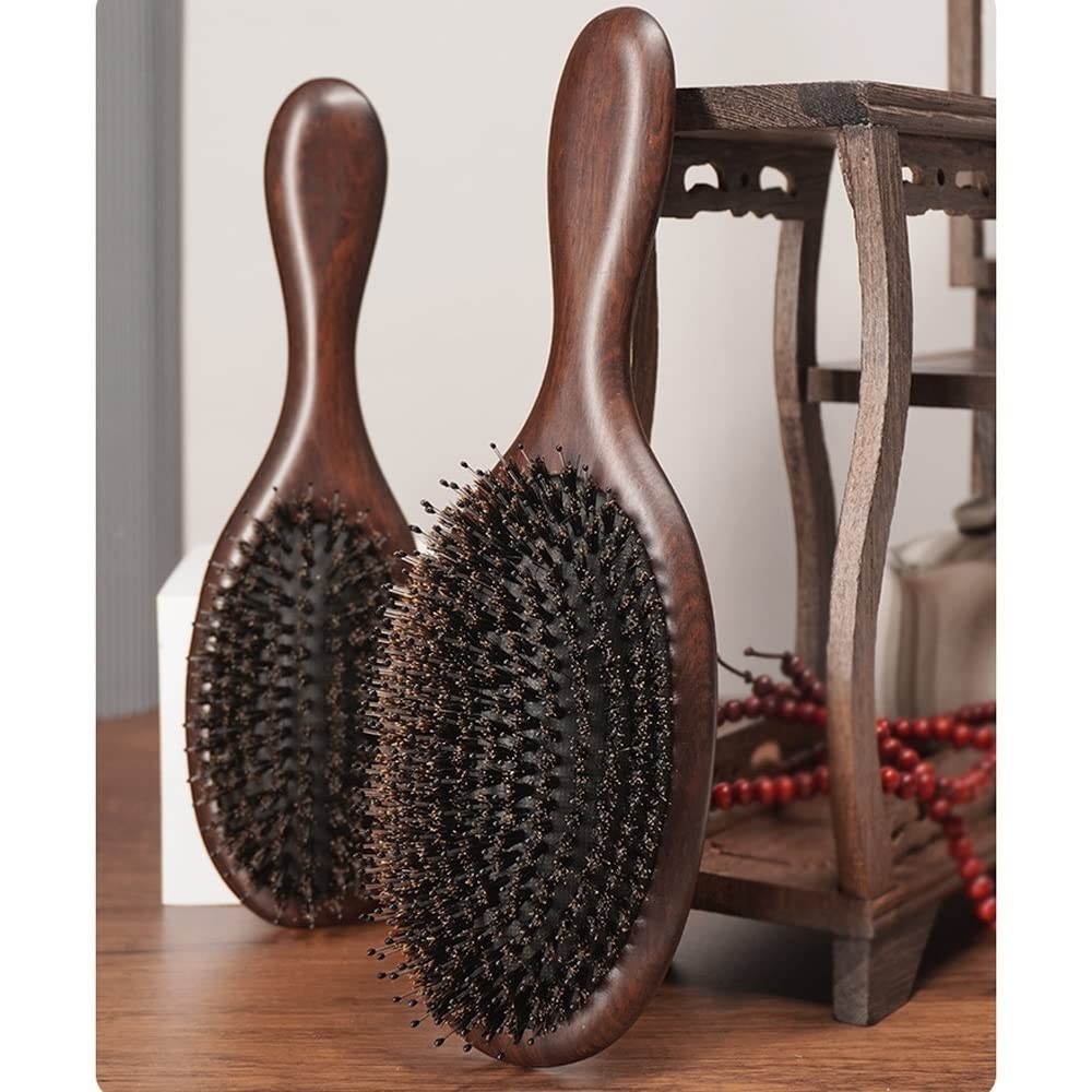 Cepillo de pelo de cerdas de jabalí para mujeres, hombres, niños, cepillo de cerdas de jabalí y nailon para cabello húmedo/seco, alisado, desenredante, restaura el brillo y la textura (tamaño