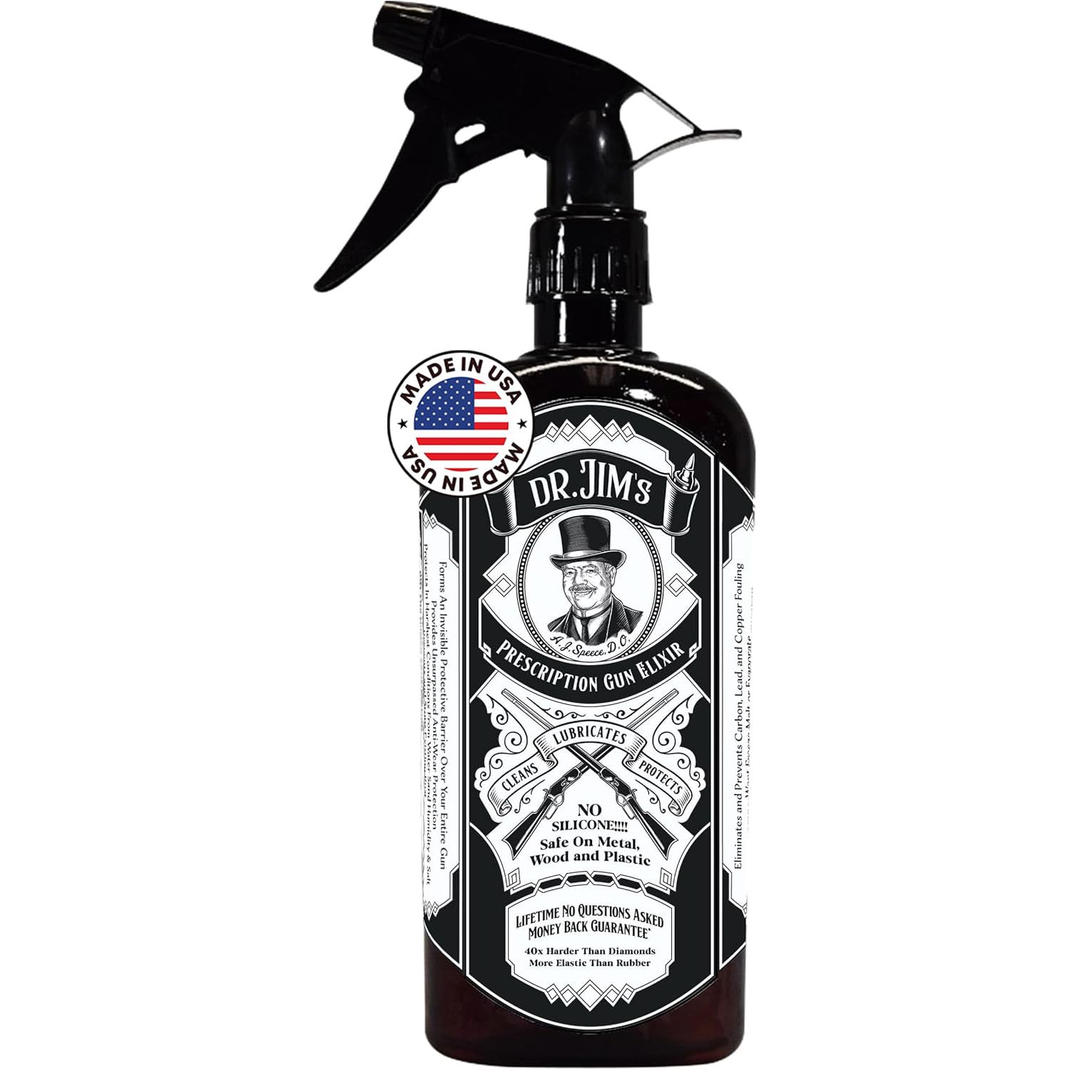Dr. Jim's Prescription Gun Cleaner Lubricant and Protectant - All-in-One Gun Cleaning Oil for Carbon Deposit, Metals & Residue Removal - Essential Gun Cleaning Supplies - Proudly Made in USA - 15oz