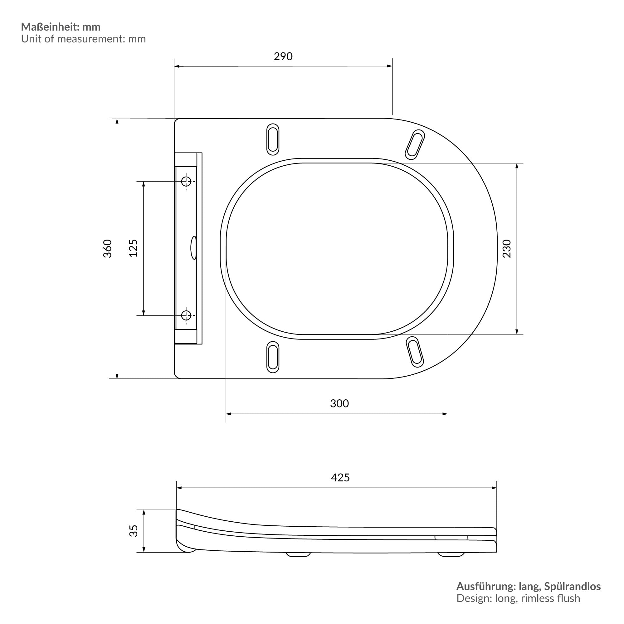 ECD Germany WC Sospeso a Muro senza Bordo Lungo 54 cm Bianco Opaco Nano Rivestimento Vaso Sospeso a Parete Sedile Estraibile Duroplast Chiusura Ammortizzata Toilette Sanitari Bagno con Effetto Loto