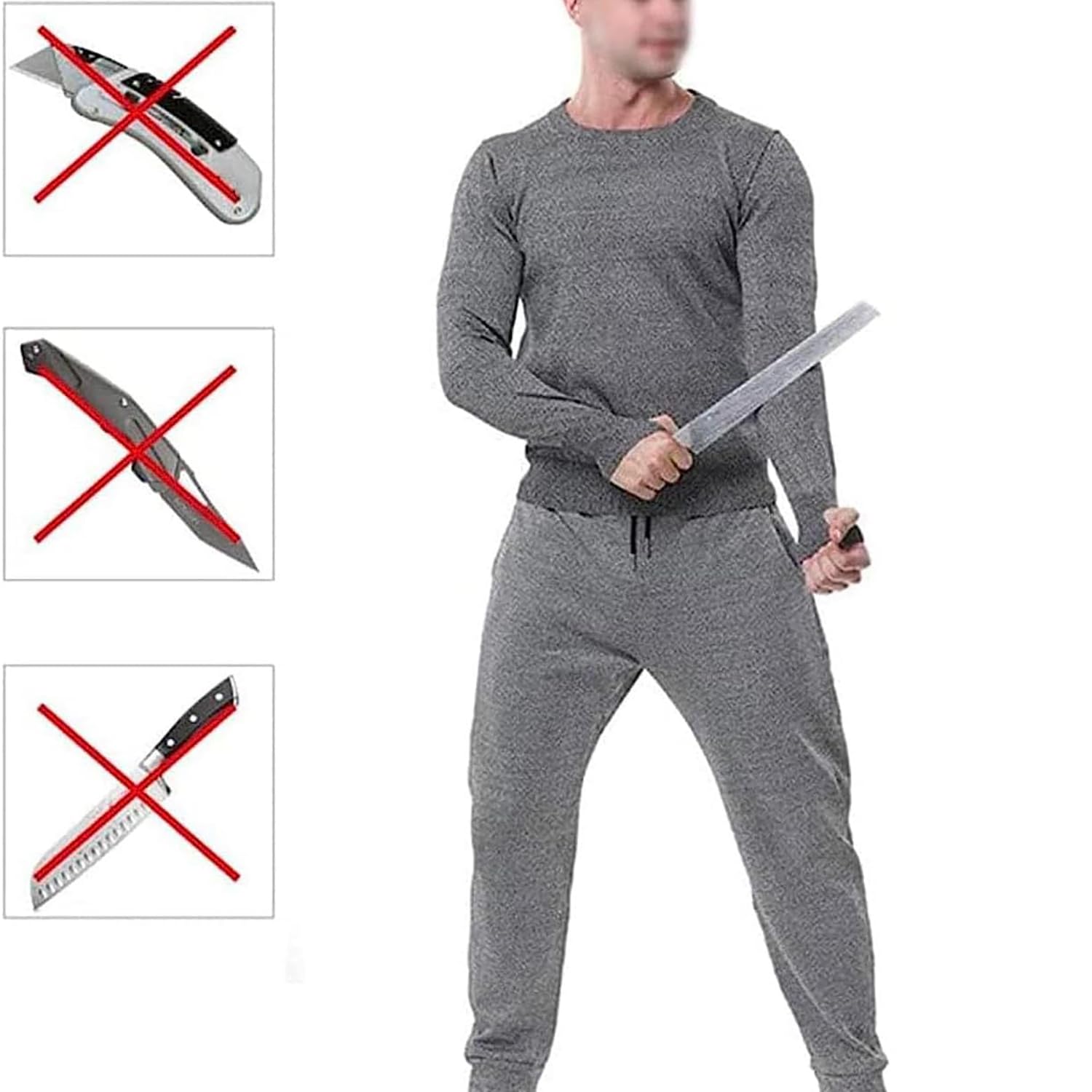 5 Level Stab Proof Clothing, Gray Anti Cut Security Clothing, Bite-Proof Tear-Proof Long-Sleeved T-Shirt, for Police and Security Work, Used To Protect Personal Safety