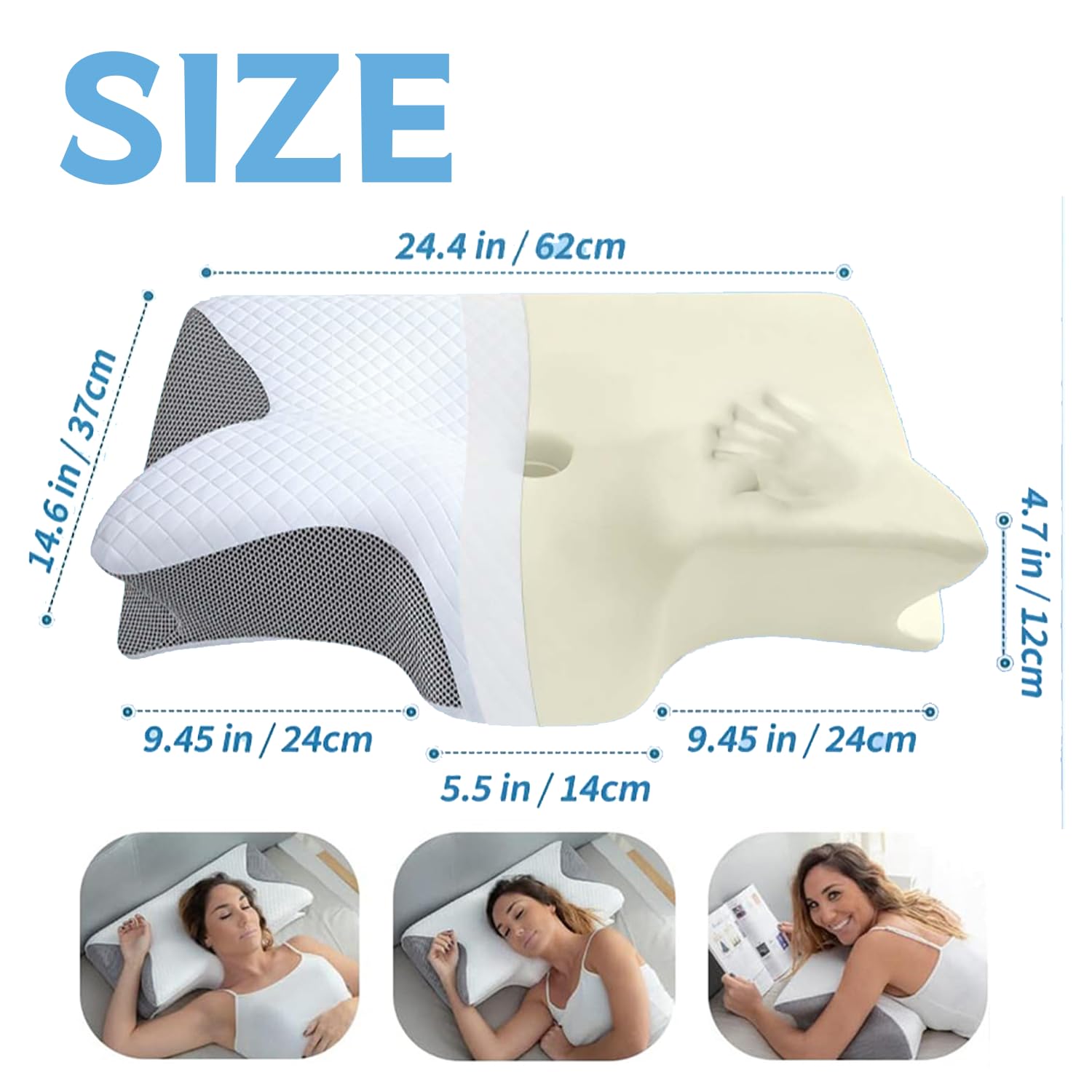 Sleep Apnea Pillow, 2026 Upgrade Orthopedic Memory Foam Pillow for Sleep Apnea and Snoring, Ergonomic Support for Side, Back & Stomach Sleepers (Black) — view 7