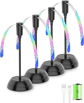 Edvision 4PCS Food Fan for Table, 2000mAh Rechargeable Portable Tabletop Fans with Holographic Blades and 360 Goose-Neck, Table Food Spinner Quiet for Picnic, Home, Party, BBQBlack