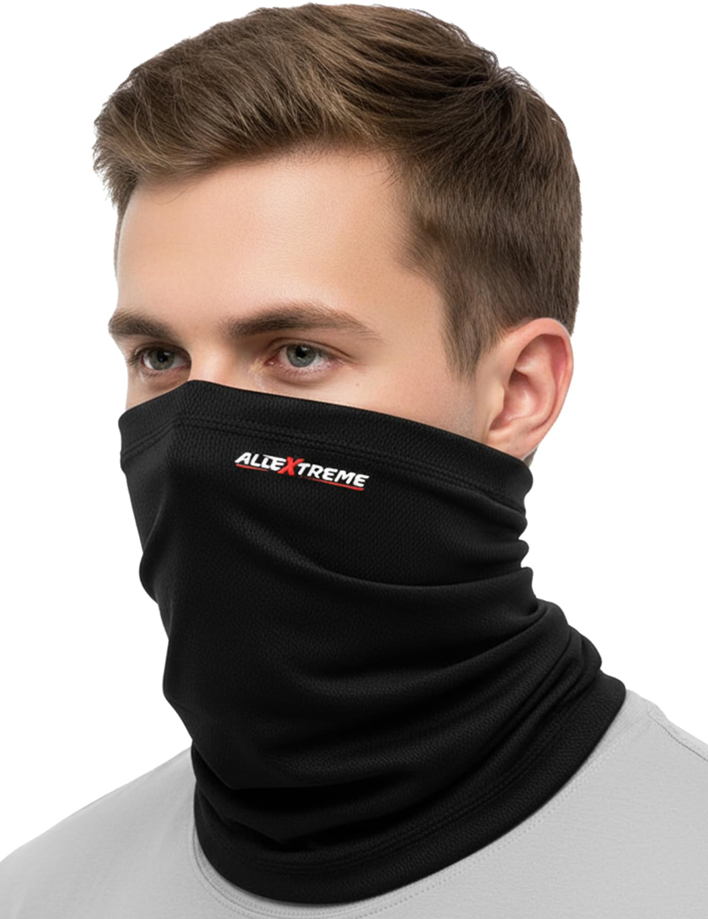 AllextremeAllextreme Neck Gaiter Bandana for Rider Super Soft Breathable Dryfit Face Mask UV Sun Protection Neck Cover Scarf Headband Balaclava for Biking Hiking Cycling Protective Bike Riding Gear (Black)