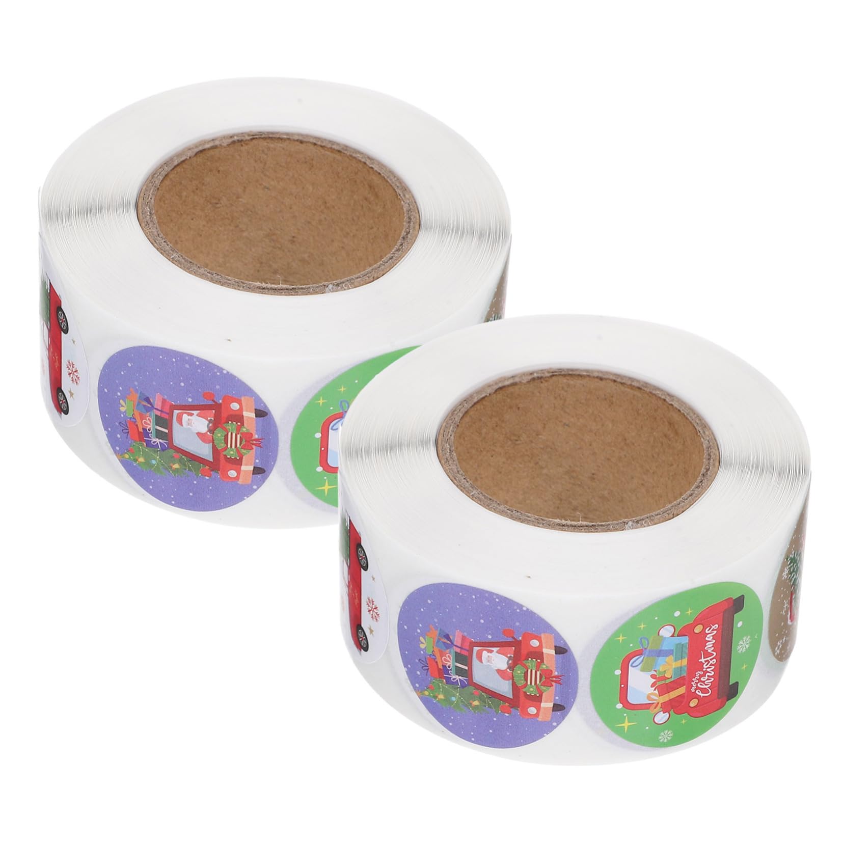 Tofficu 5 Sätze Weihnachtsgeschenkpapier Etiketten Weihnachtskarte Girlande Schild Schleife Süßigkeiten Ornamente Siegeletikett Packpapier Plätzchen Aufkleber 3 Rollen * 5
