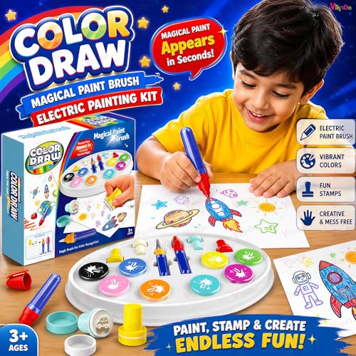 Image of VikriDA Color Wonder Magic Light Brush for Kids | Mess Free Painting Station & Drawing Activity Toy for Toddlers | Creative Learning Toy for Boys & Girls Age 3, 4, 5 Years | Multicolor (Small)