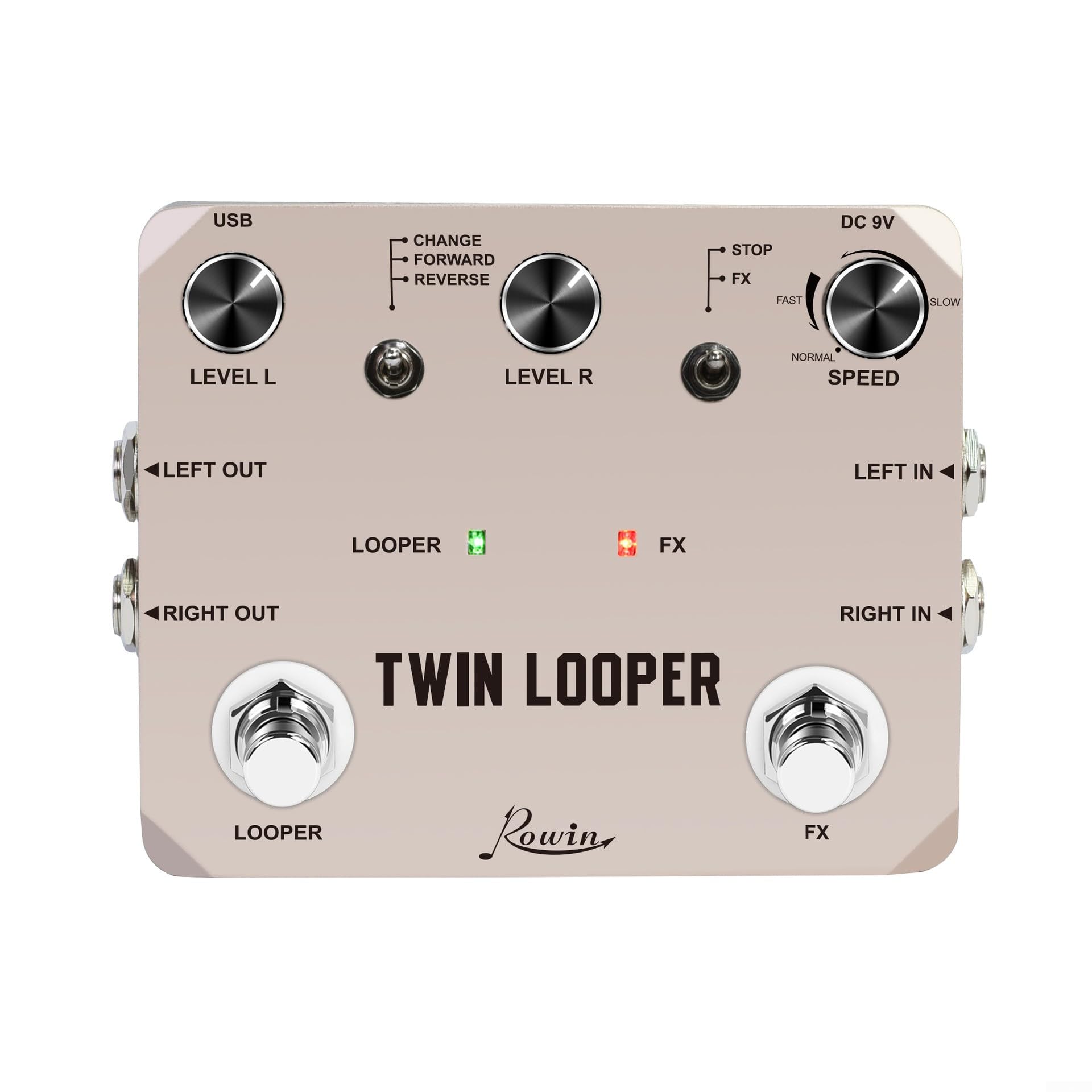 Pedale per chitarra elettrica Twin Looper, Reverse Looping, sovraincisioni illimitate