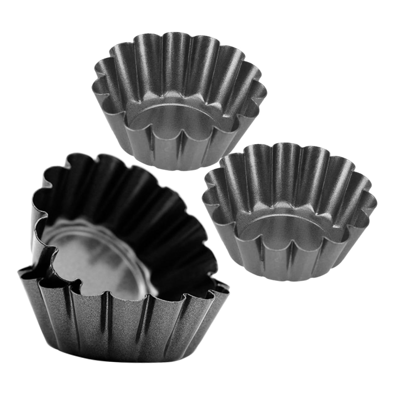 OUNONA 4pcs Tart Mould Carbon Steel Cupcake Moulds DIY Baking Molds With Grooved Edges Egg Tart Carbon Steel Mold Cheesecake Mould