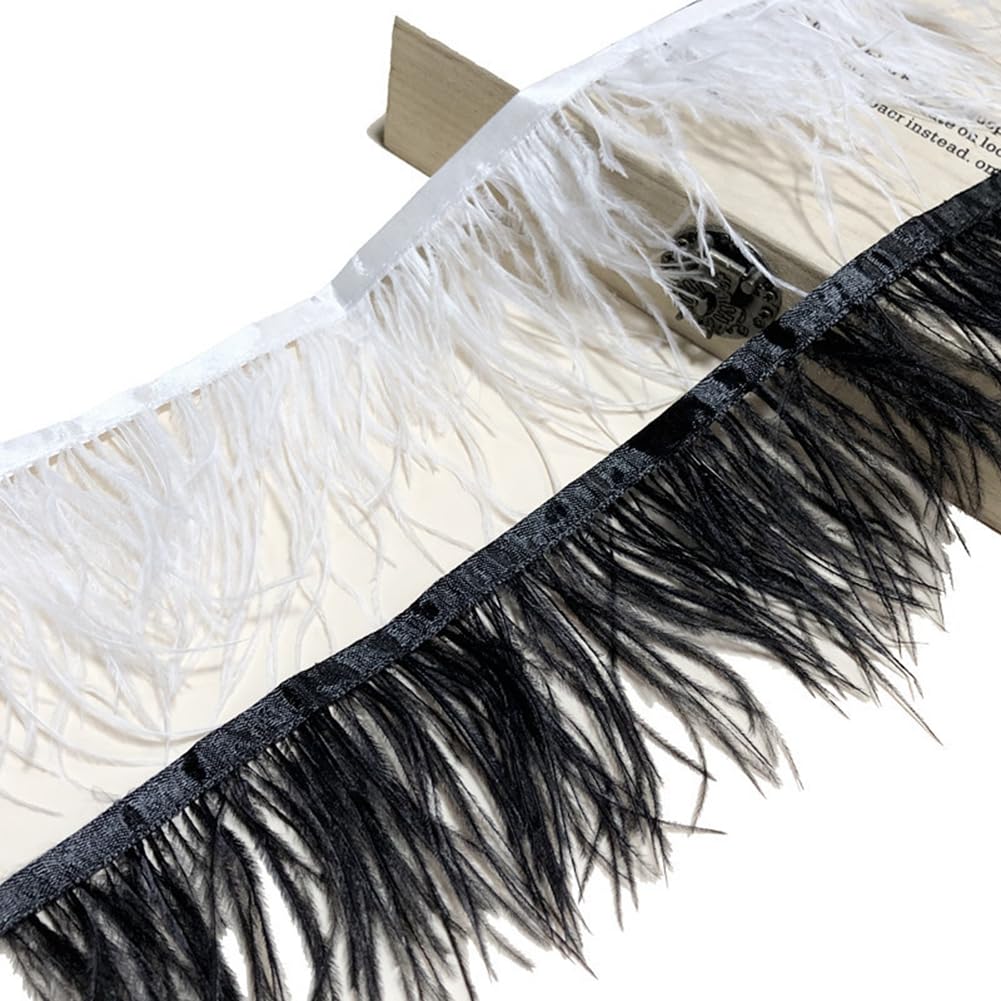 Nastro Piume Struzzo 10-15cm - Frange In Piume Naturali Per Fai Da Te, Costumi E Decorazioni, 3 Metri Blu Chiaro - Foto 7