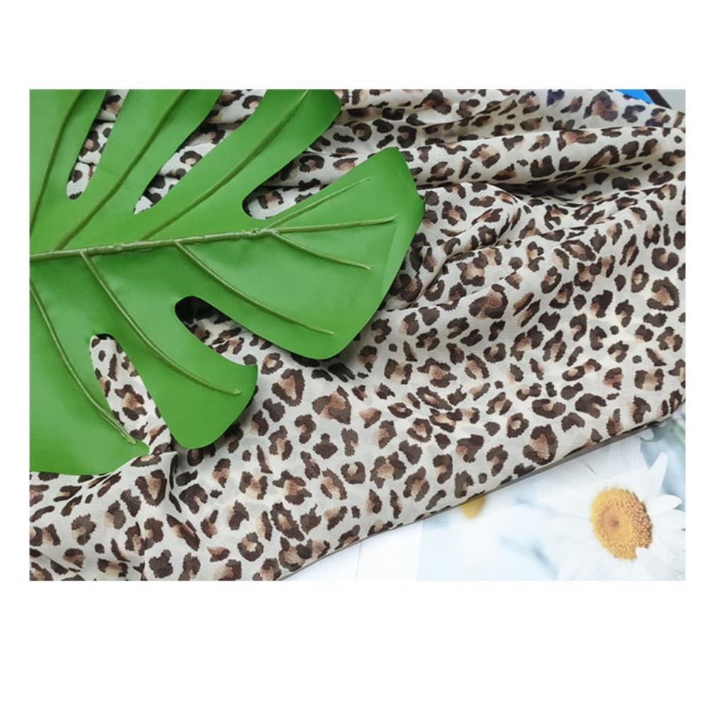 Motivo leopardato, tessuto decorativo in chiffon, patchwork, tessuto stampato leopardato, al metro, larghezza 150 cm, per fai da te, cucito, borse, accenti per la casa, 500 cm