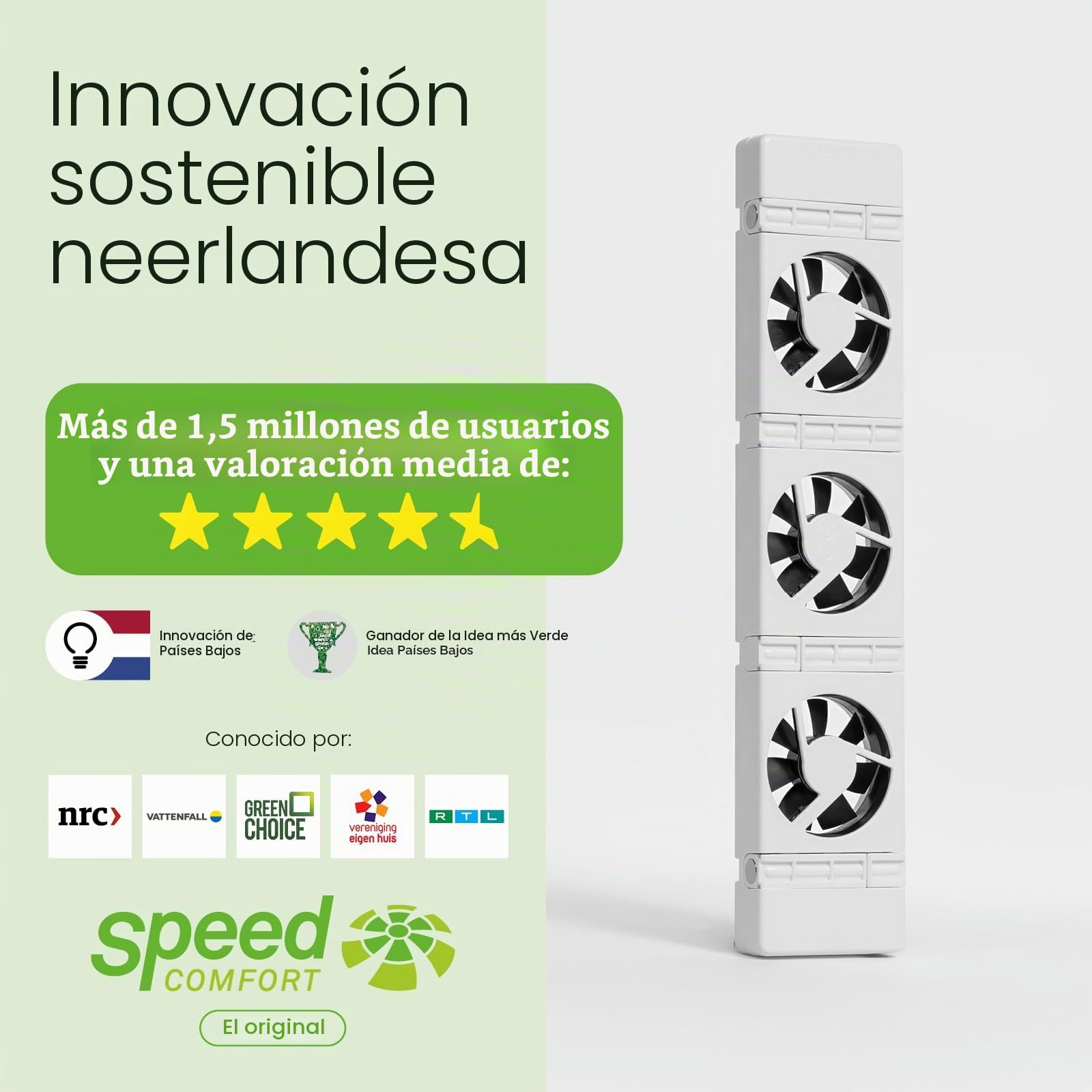 SpeedComfort Set de 3 Unidades: Ventilador de calefacción Inteligente para calefactores, Larga duración para calefactores y radiadores, para Ahorrar energía y costes de calefacción