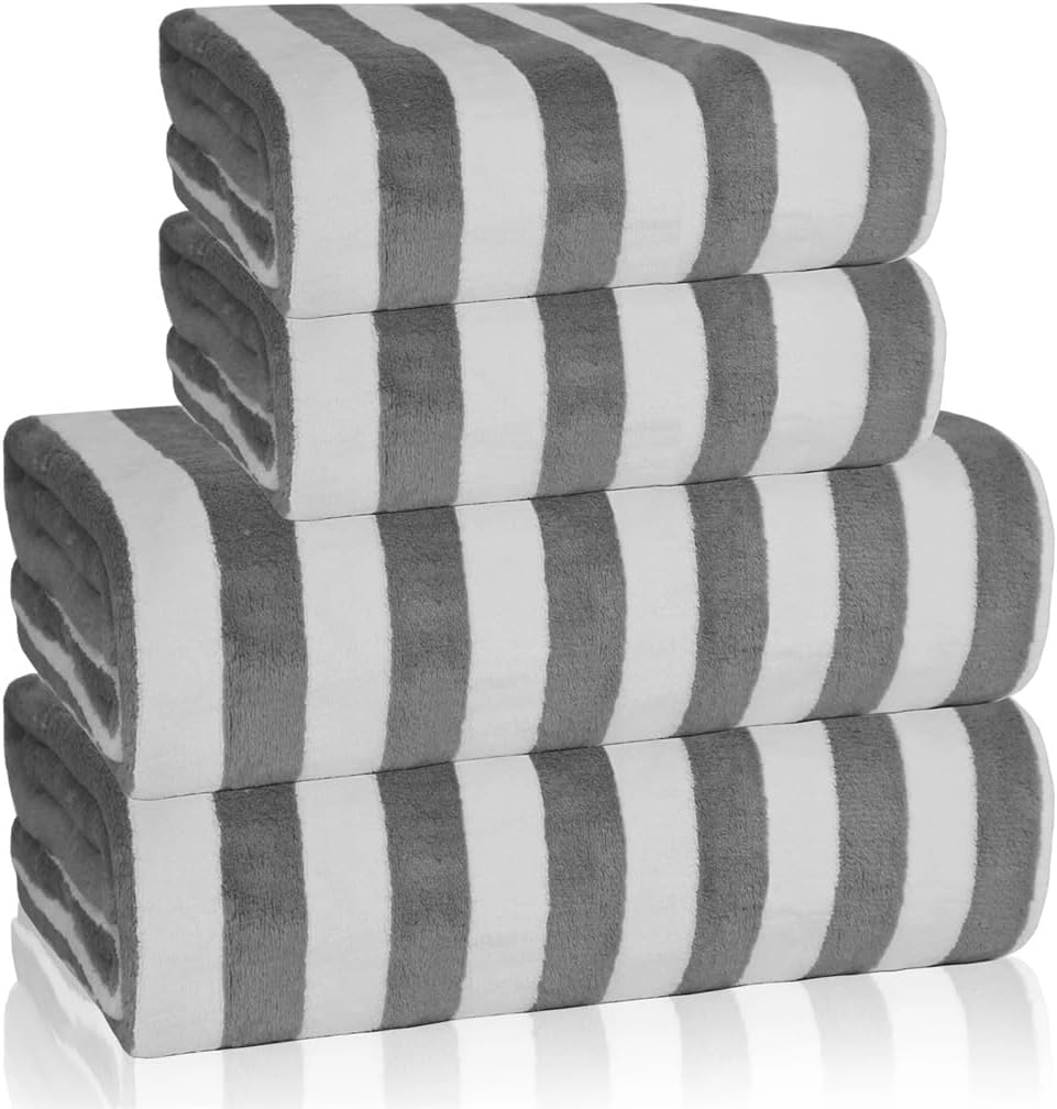 Microfiber Towel Set of Four Super Absorbent and Quick Drying for Pool Beach Bathroom Gym Hotel(D)