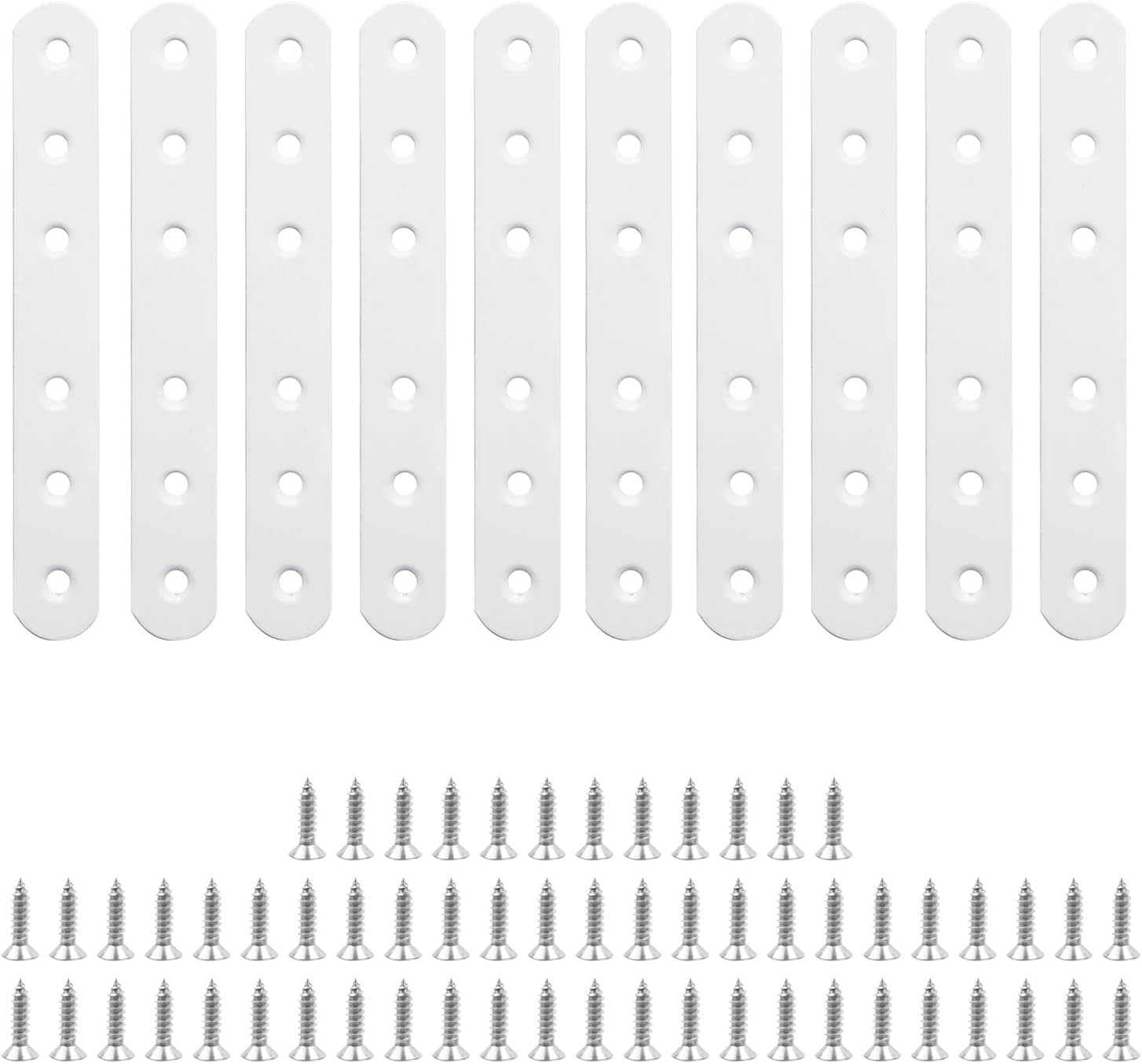 10 PCS 5.31x0.7" White Iron MLK Furniture Connector Plate