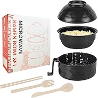 Vista 1 de Cocina de ramen para microondas, juego de tazones de ramen, cuenco de fideos para microondas con palillos y cuchara, artículos esenciales