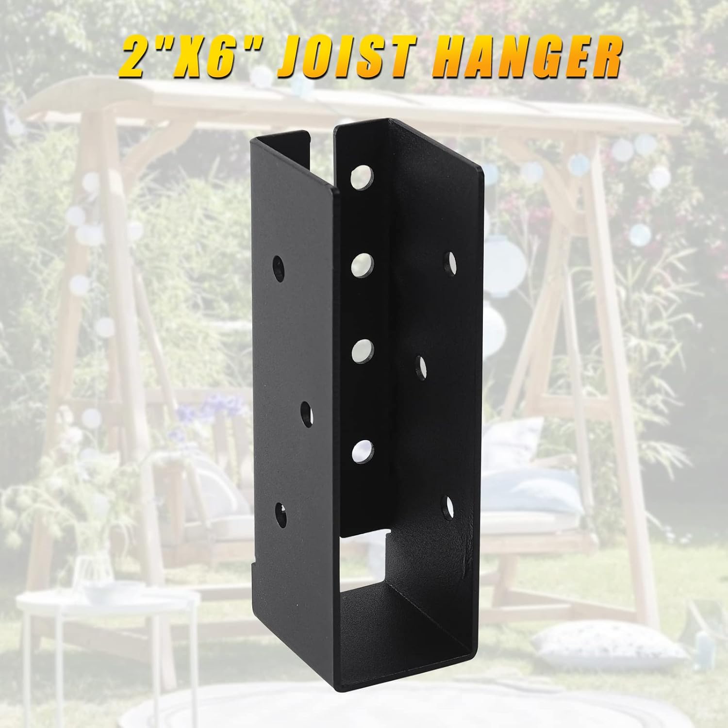 Concealed Joist Hangers, 12 Pcs of 2"x6" Outdoor Trim Concealed Flanges, Q235B Steel Powder Coated Concealed Mount Joist Hangers for 2"x6" Beam Swing…