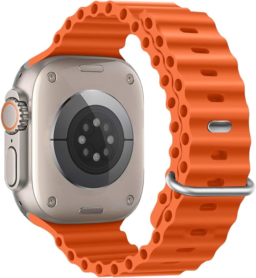 Pulseira esportiva de silicone Ocean – compatível com Apple Watch Ultra 2/Ultra de 49 mm, 45 mm, 44 mm e 42 mm, para iWatch Ultra 2, iWatch Ultra séries SE 9/8/7/6/5/4