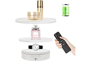 Remote Control Rotating Display Stand Turntable, Lazy Susan with Rechargeable Battery (White)