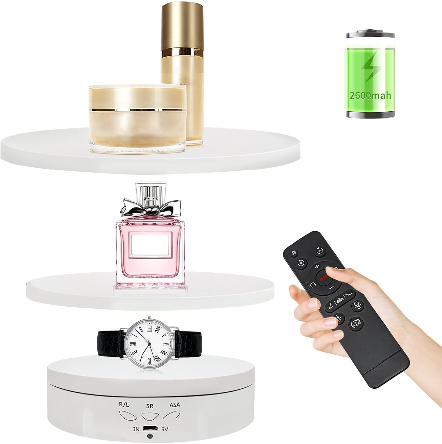 ZLMONDEE Remote Motorized Rotating Display Stand Turntable