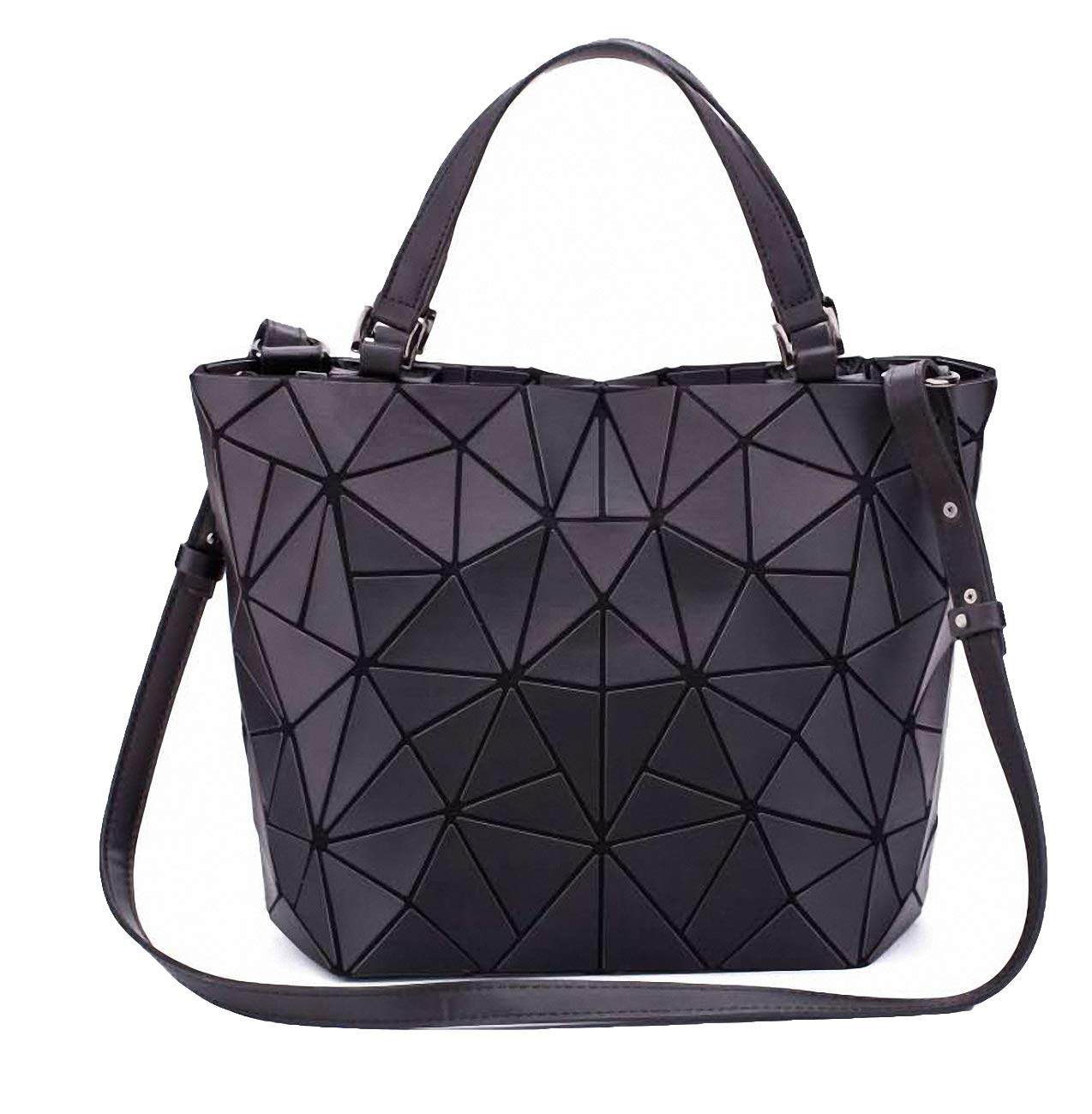 Ulalaza Geometric Lattice Top-handle Handbag for Women Matte Tote Purse Handbags Geometry Shoulder Bag โ image 1