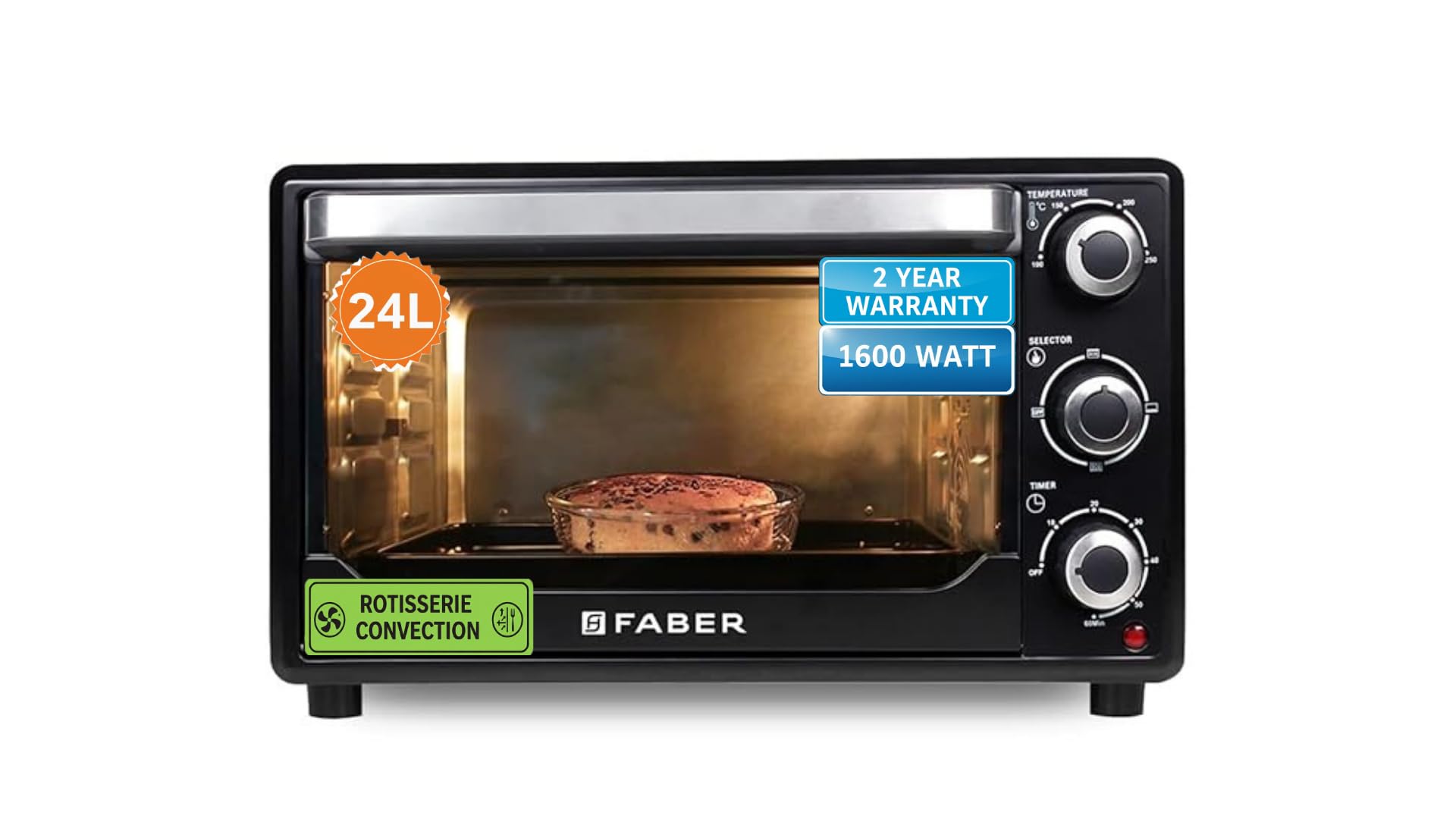 Faber Fotg Bk 24 Liter Oven Toaster Grill,Black,24 Liter(131.0628.552),1600W-image-5