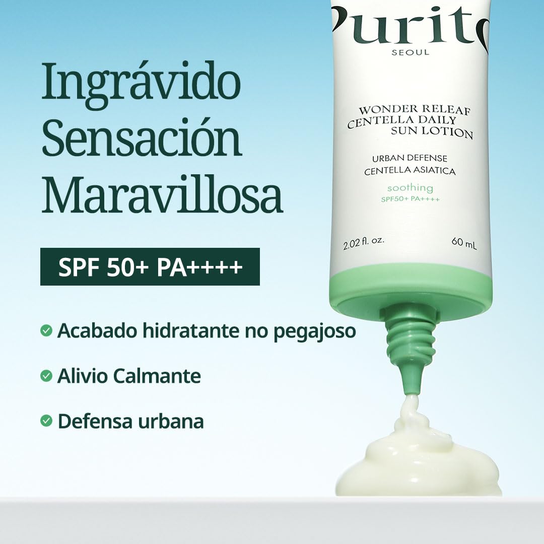 PURITO SEOUL Wonder Releaf Centella Loción Solar Diaria, SPF50+ PA++++, Centella Coreana, Sin Erosión Blanca, Calmante, Loción Solar Facial, K-Beauty — view 5