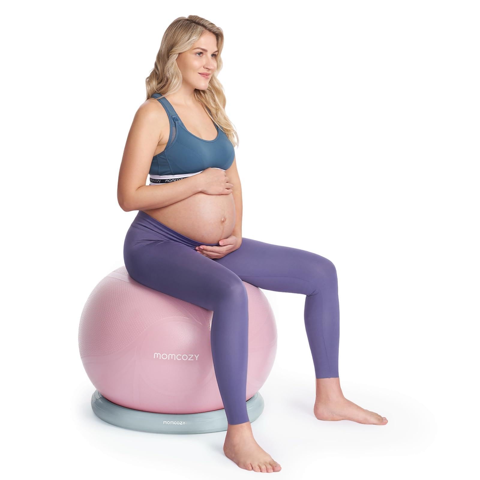 momcozy BirthEase Pregnancy Ball Set, Birthing Ball with App Full-Journey Courses, BPA-Free PVC & Anti Burst Exercise Yoga Ball for Pregnancy, Labor, Physio, Recovery