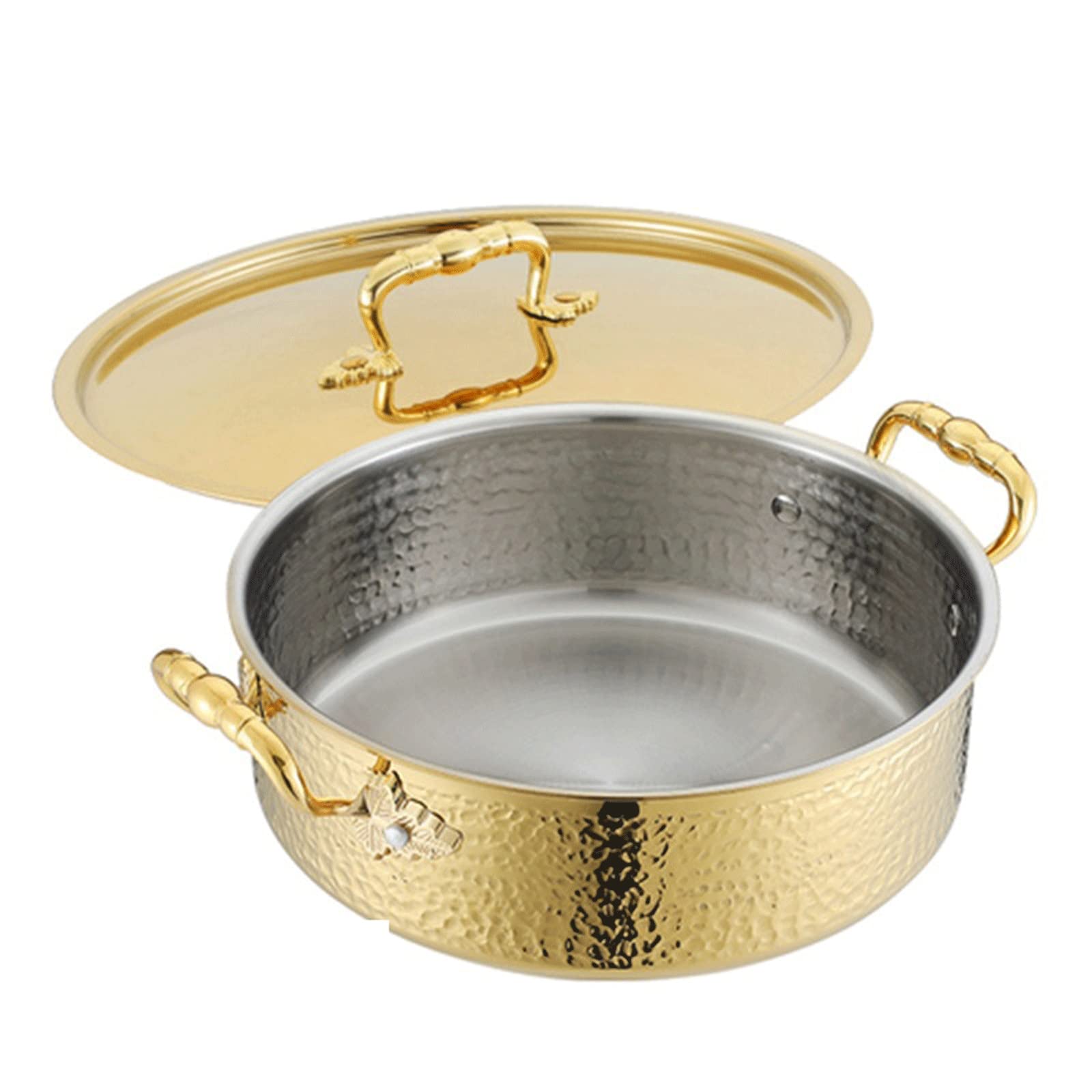 KINOFT Soup Pot, Hot Pot Pot Yuanyang Pot Stainless Steel One-piece Non-stick Pot Hammer Pattern Yuanyang Hot Pot Clear Soup Pot