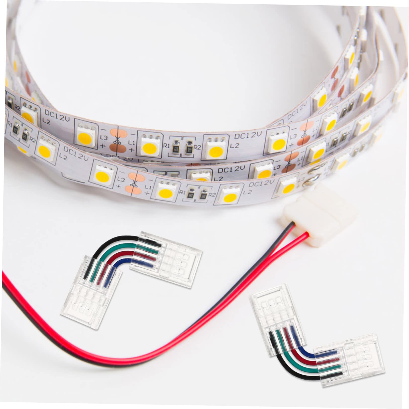 50 Pcs Conector De Barra De Luz Luces De Tira Llevadas Adaptador Led Conector De Tira Led Cinta De Luz Led Tira De Luz Led Conector Led Dirigió 4 Pines Terminal Abdominales