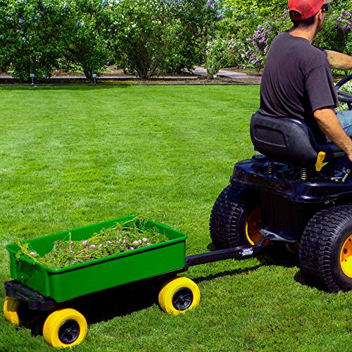 Mighty Max Cart - Adjustable Length Utility Wagon - Includes Tub & Interchangeable Accessories - Compact Easy Storage Pull Cart - All Terrain Wheels (Multi-Purpose Green on Yellow)