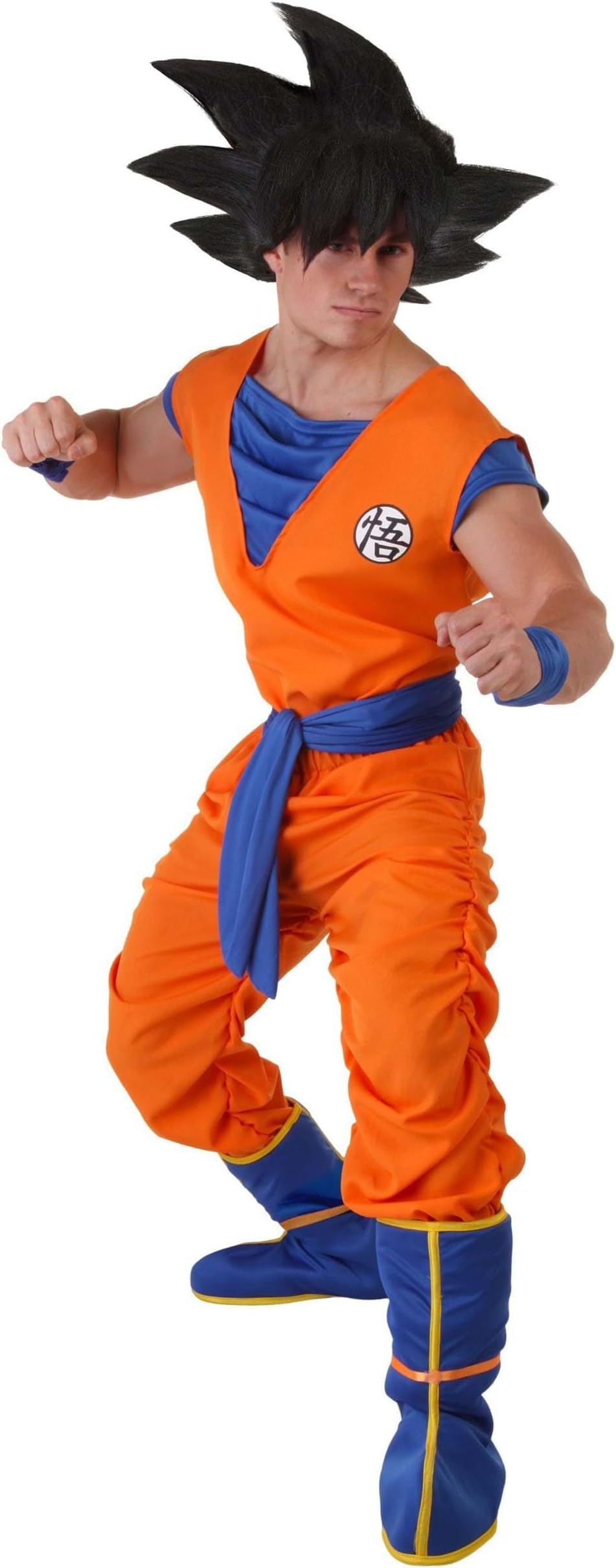 Mens Dragon Ball Z Halloween Costume | Adult DBZ Goku Cosplay Outfit | Shirt, Pants, Belt, Wristbands, & Boot Covers X-Small Bundle