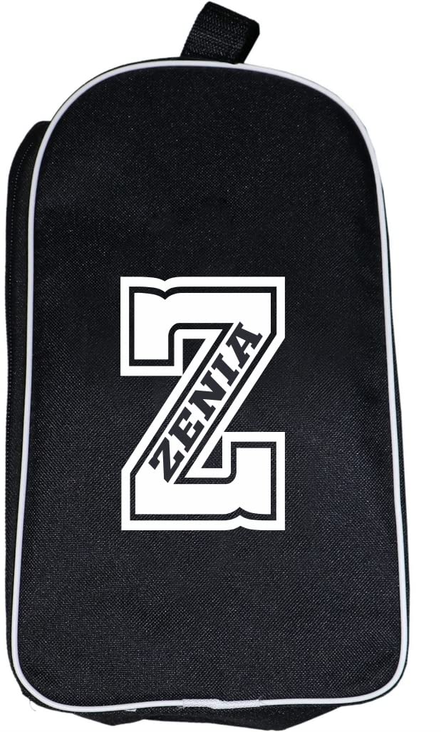 Personalised Boot Bag Football Rugby Sports School Shoe Bags Custom Printed (Black/White)