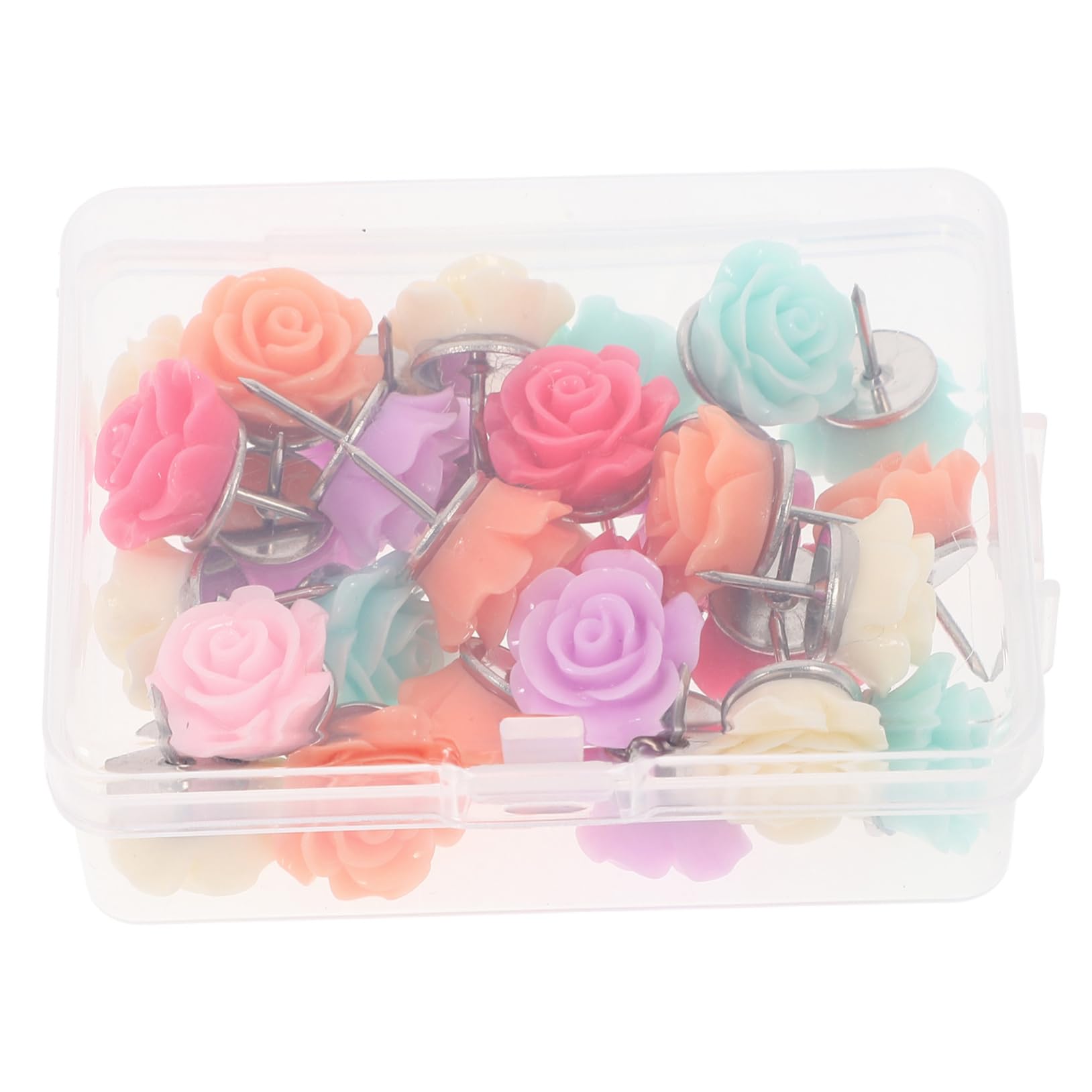 NUOBESTY 150 Pièces Punaise Rose Boite de Rangement boîte de Rangement Épingles à punaiser Broche de Papier d'artisanat Jolies punaises Punaise Pratique punaises Multifonctions résine